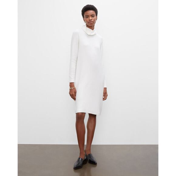 Club Monaco Cozy Ottoman Sweater Dress Women Size Medium White Knit Ribbed Cozy - Picture 1 of 12